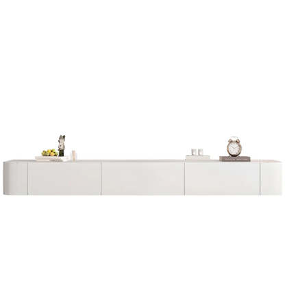 Gray Wood Floating Rectangle TV Stand — White / Solid Wood