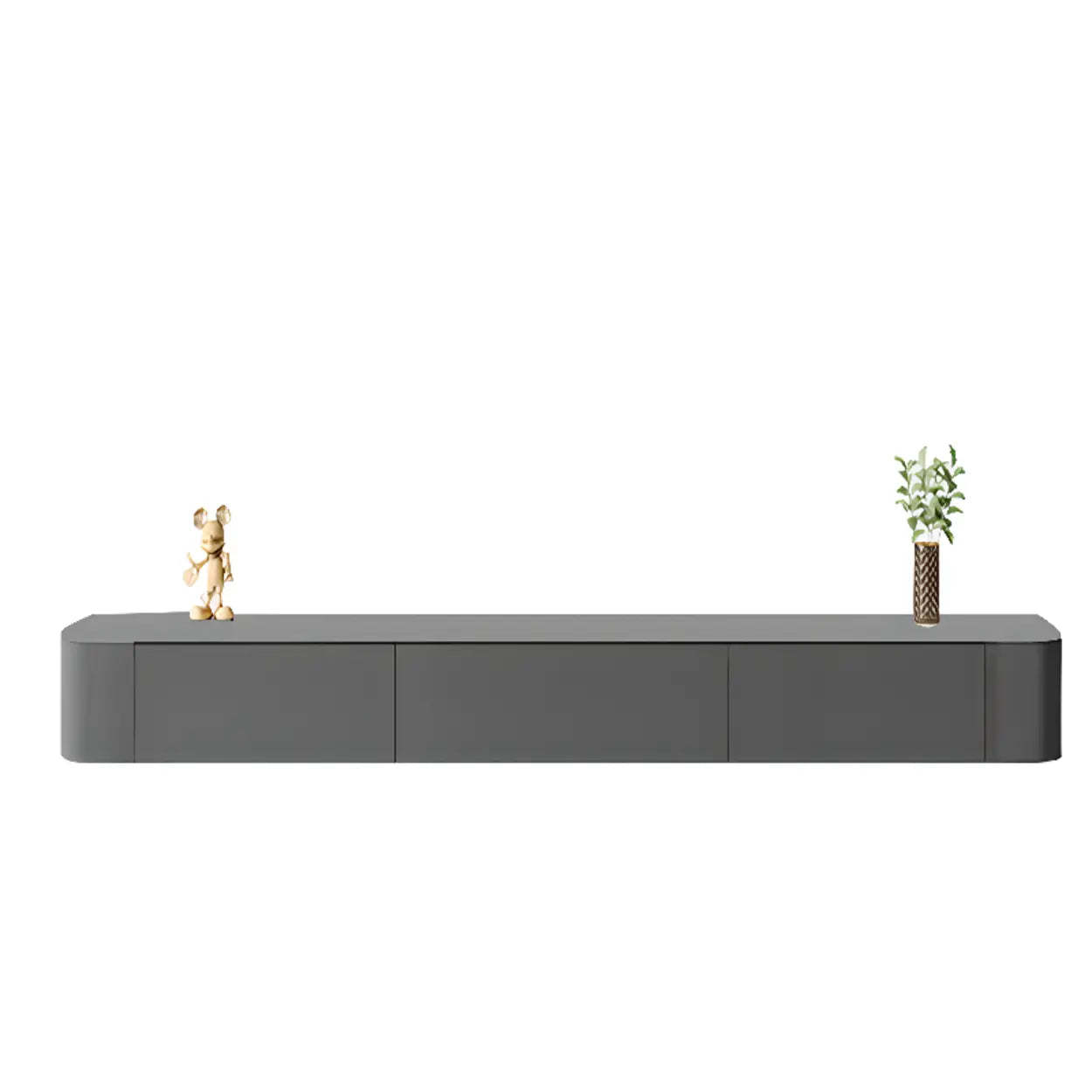 Floating Wood Rectangle TV Stand with Slate Option