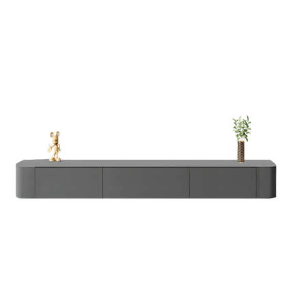 Gray Wood Floating Rectangle TV Stand — White / Solid Wood