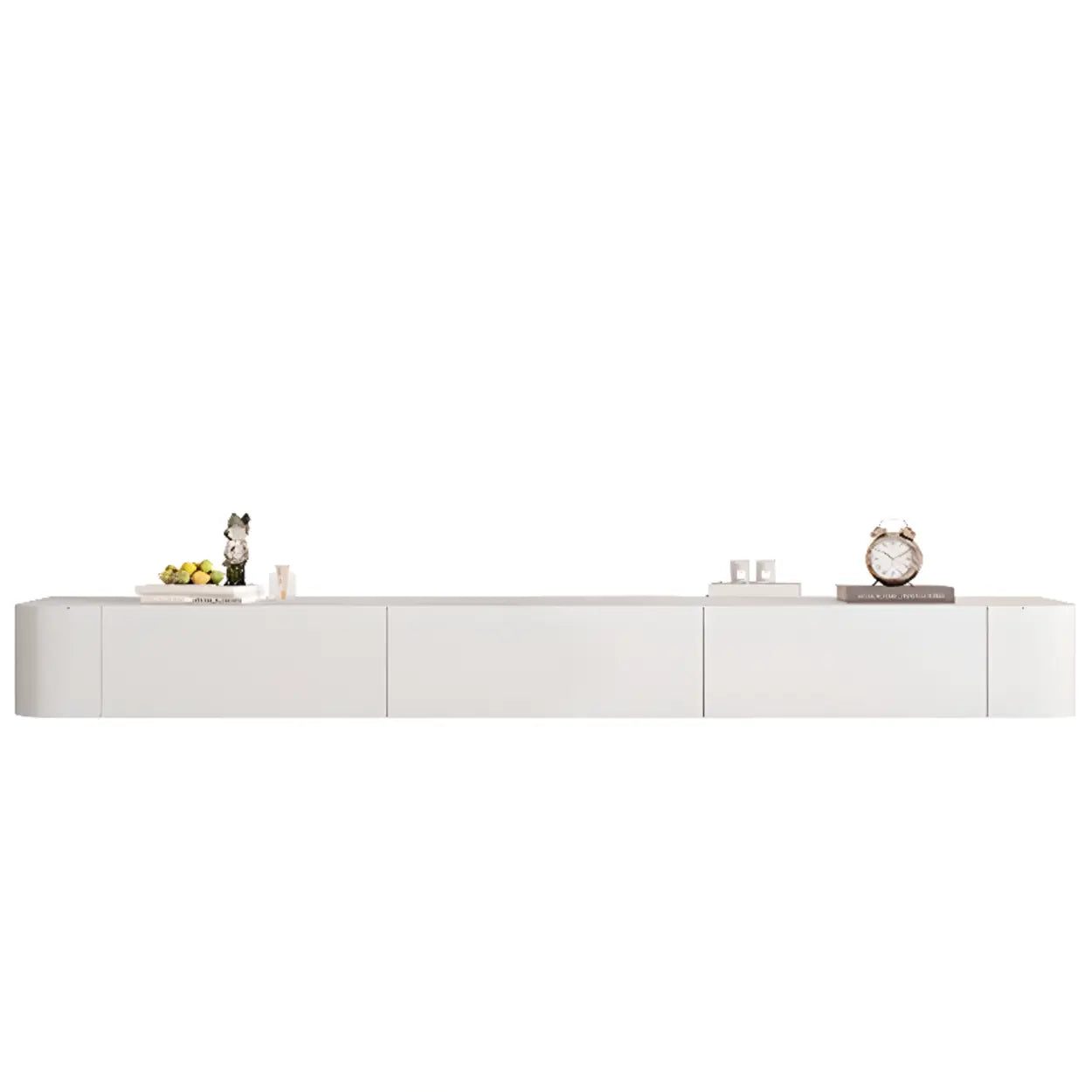 Gray Wood Floating Rectangle TV Stand