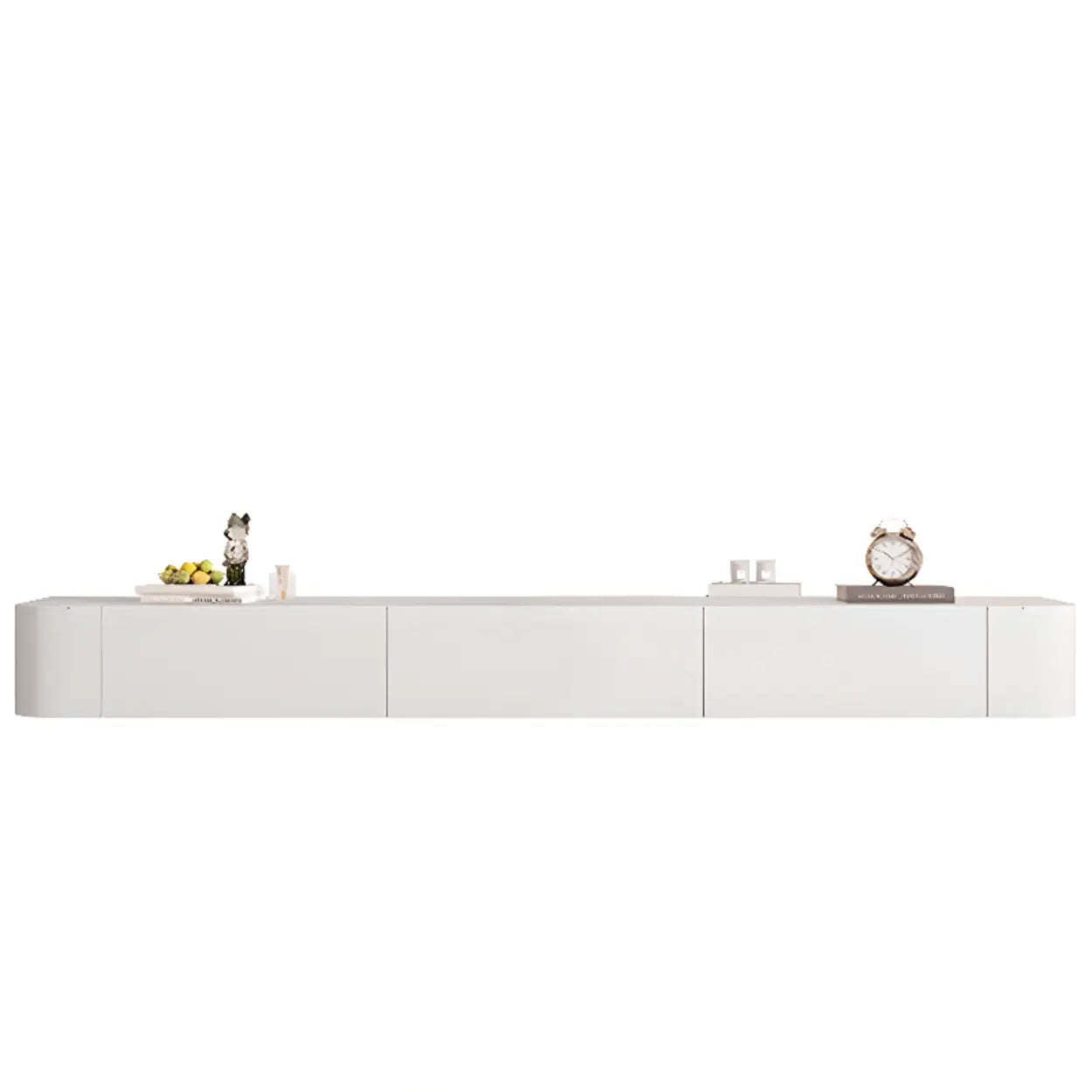 Gray Wood Floating Rectangle TV Stand