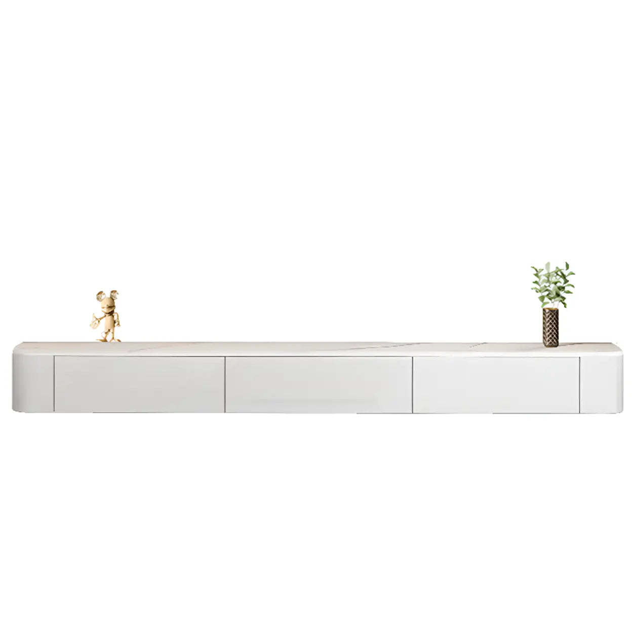 Gray Wood Floating Rectangle TV Stand