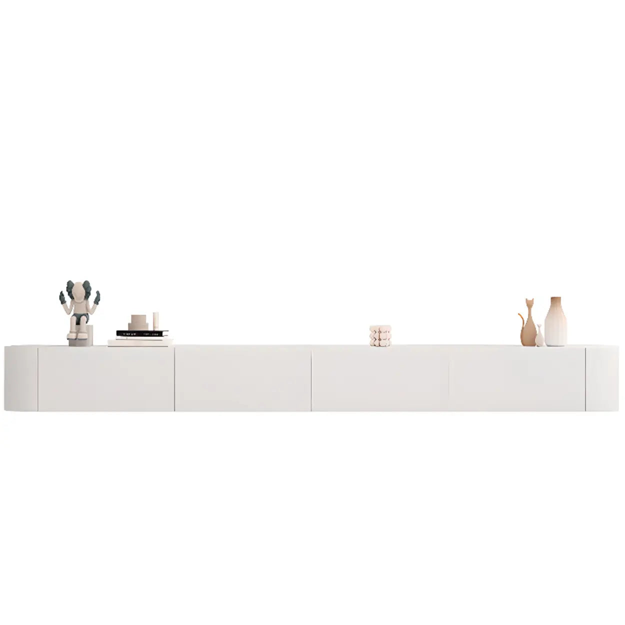 Gray Wood Floating Rectangle TV Stand