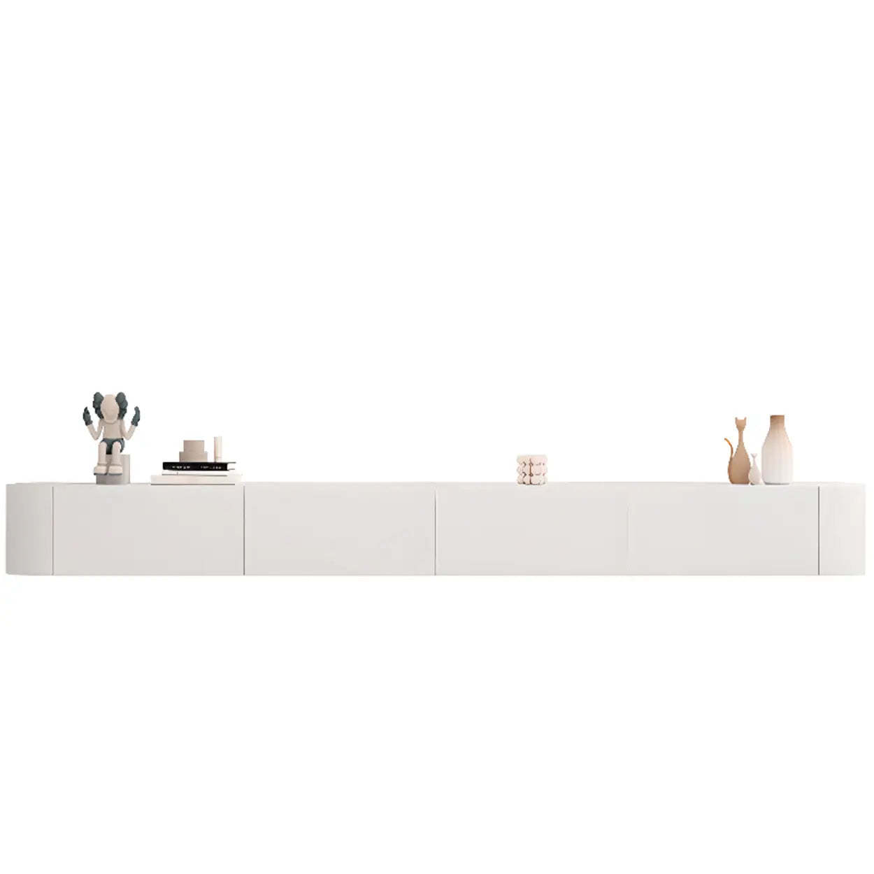 Gray Wood Floating Rectangle TV Stand
