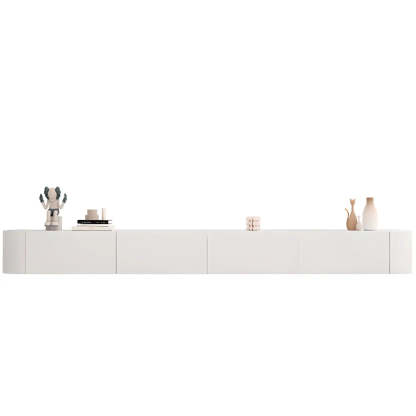 Gray Wood Floating Rectangle TV Stand