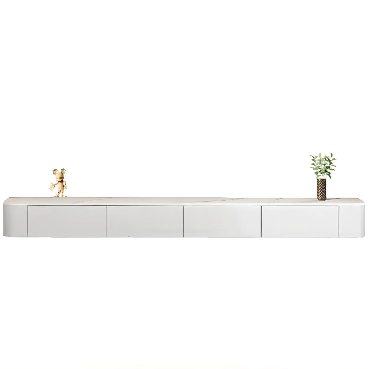 Gray Wood Floating Rectangle TV Stand