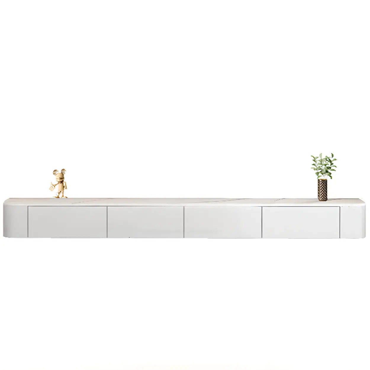 Gray Wood Floating Rectangle TV Stand