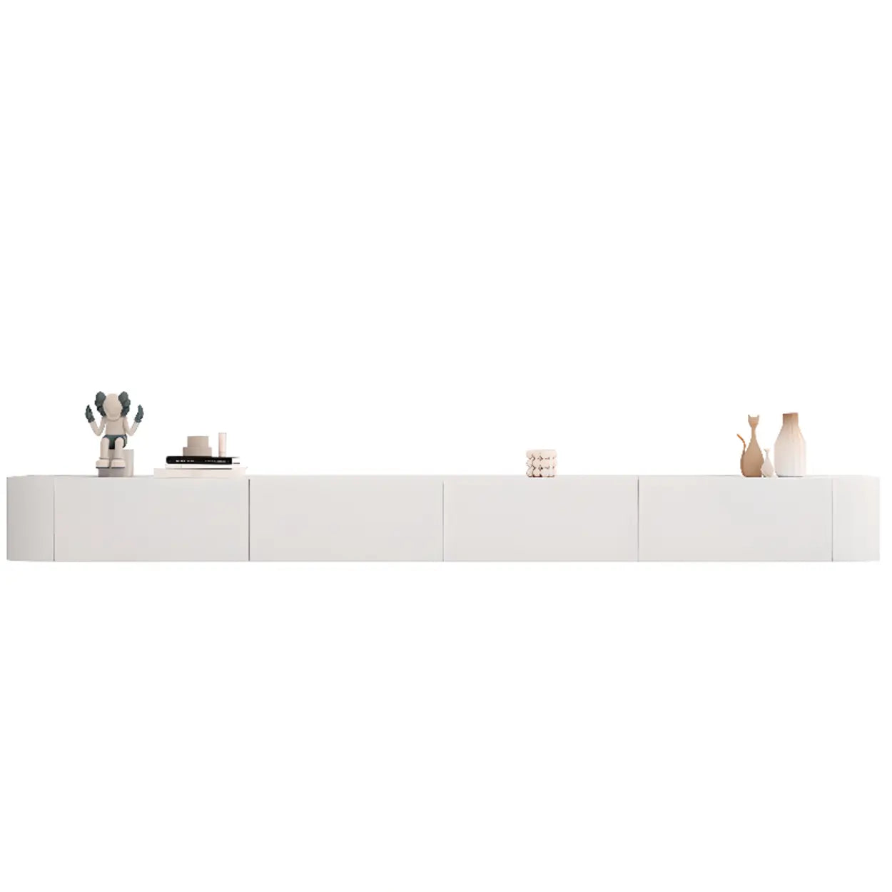 Gray Wood Floating Rectangle TV Stand