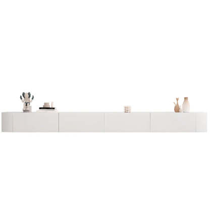 Gray Wood Floating Rectangle TV Stand
