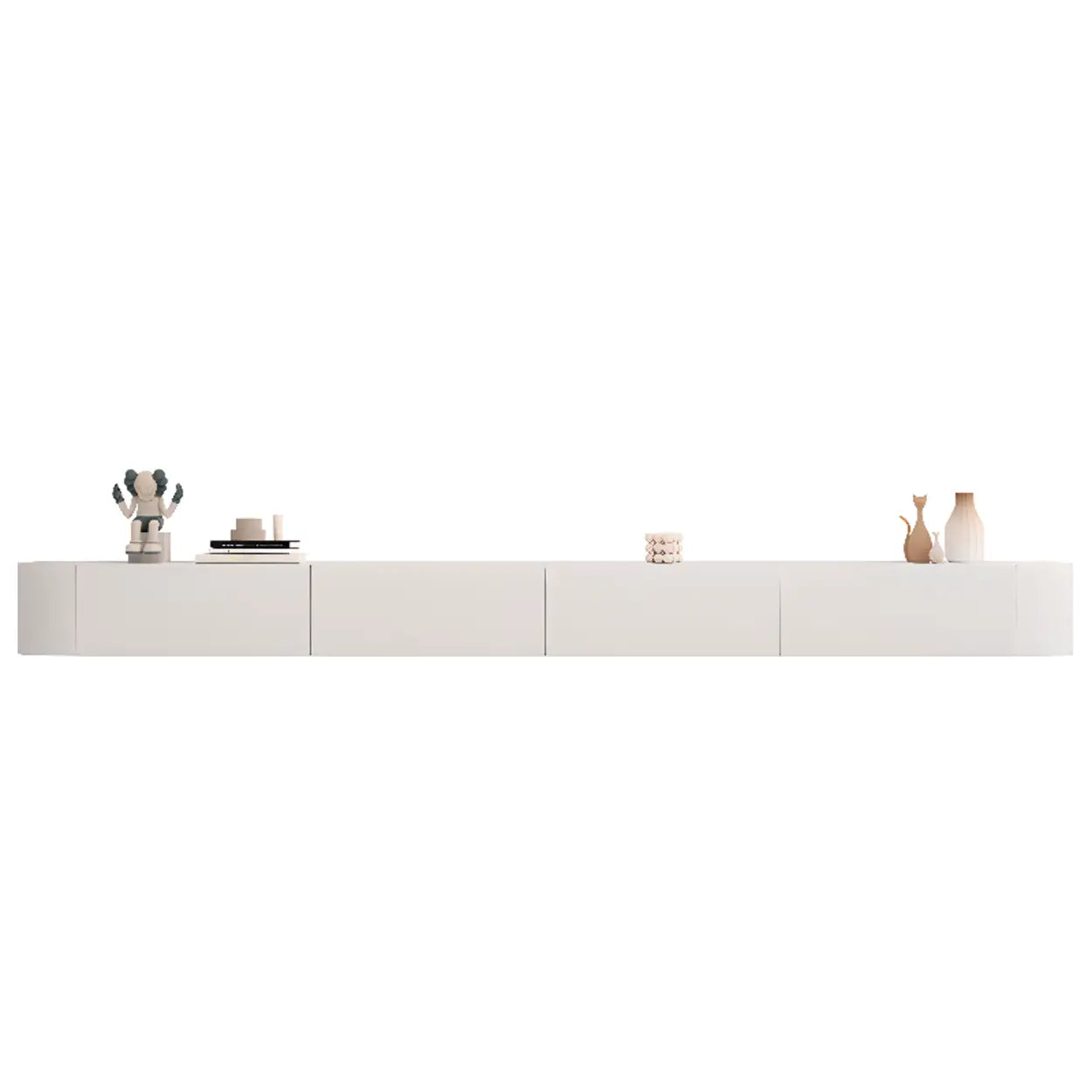 Gray Wood Floating Rectangle TV Stand