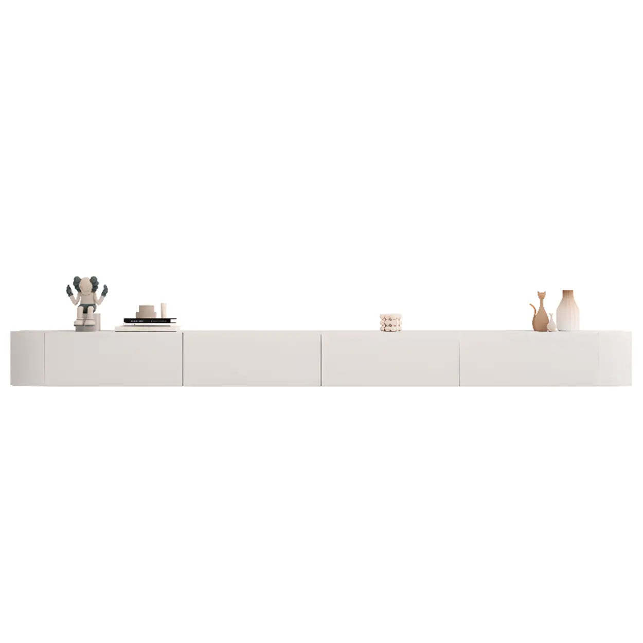 Gray Wood Floating Rectangle TV Stand