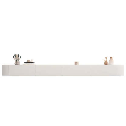 Gray Wood Floating Rectangle TV Stand