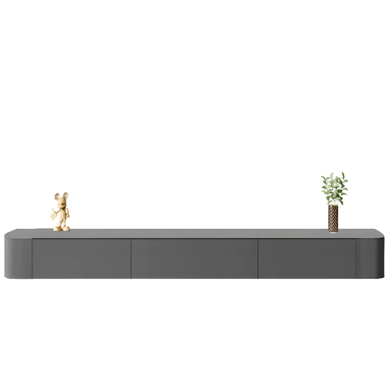 Gray Wood Floating Rectangle TV Stand