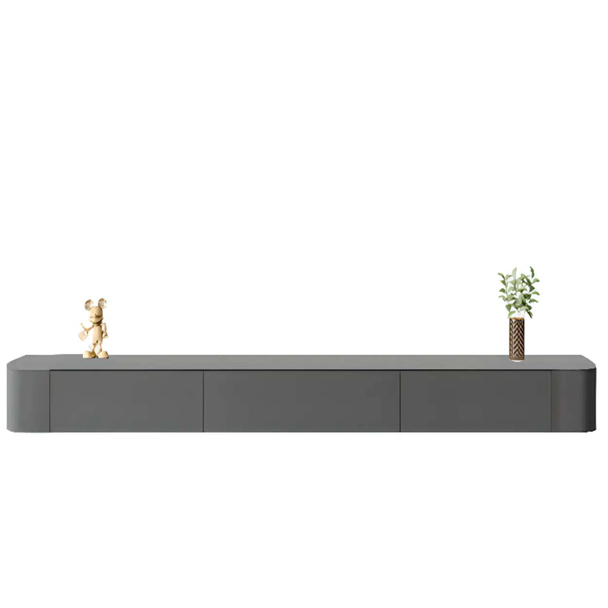 Gray Wood Floating Rectangle TV Stand