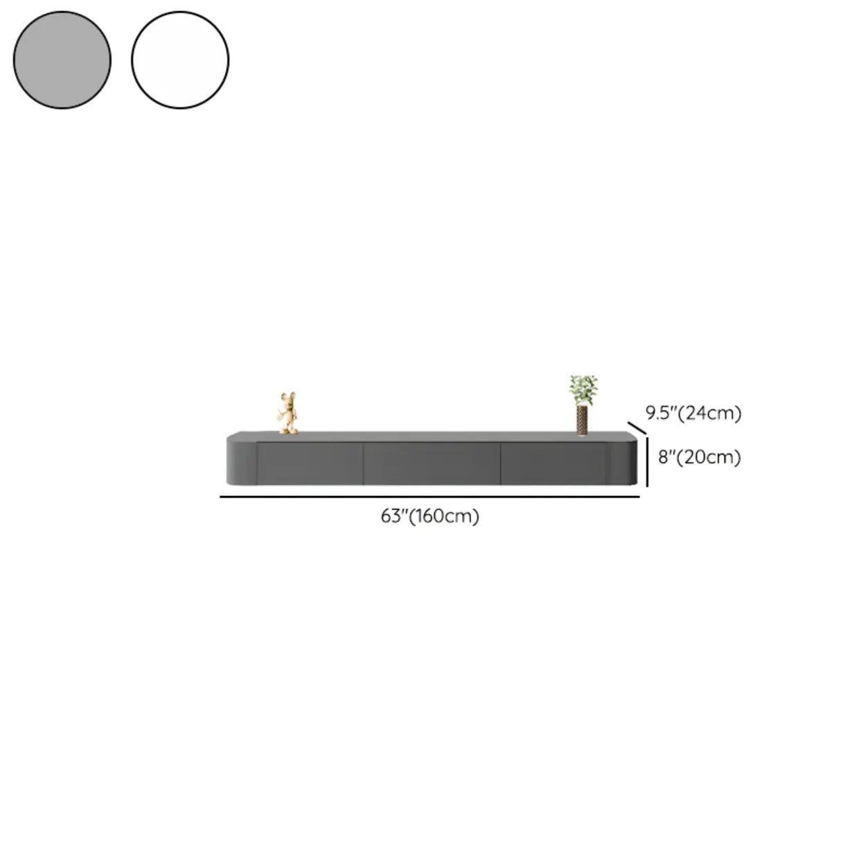 Gray Wood Floating Rectangle TV Stand