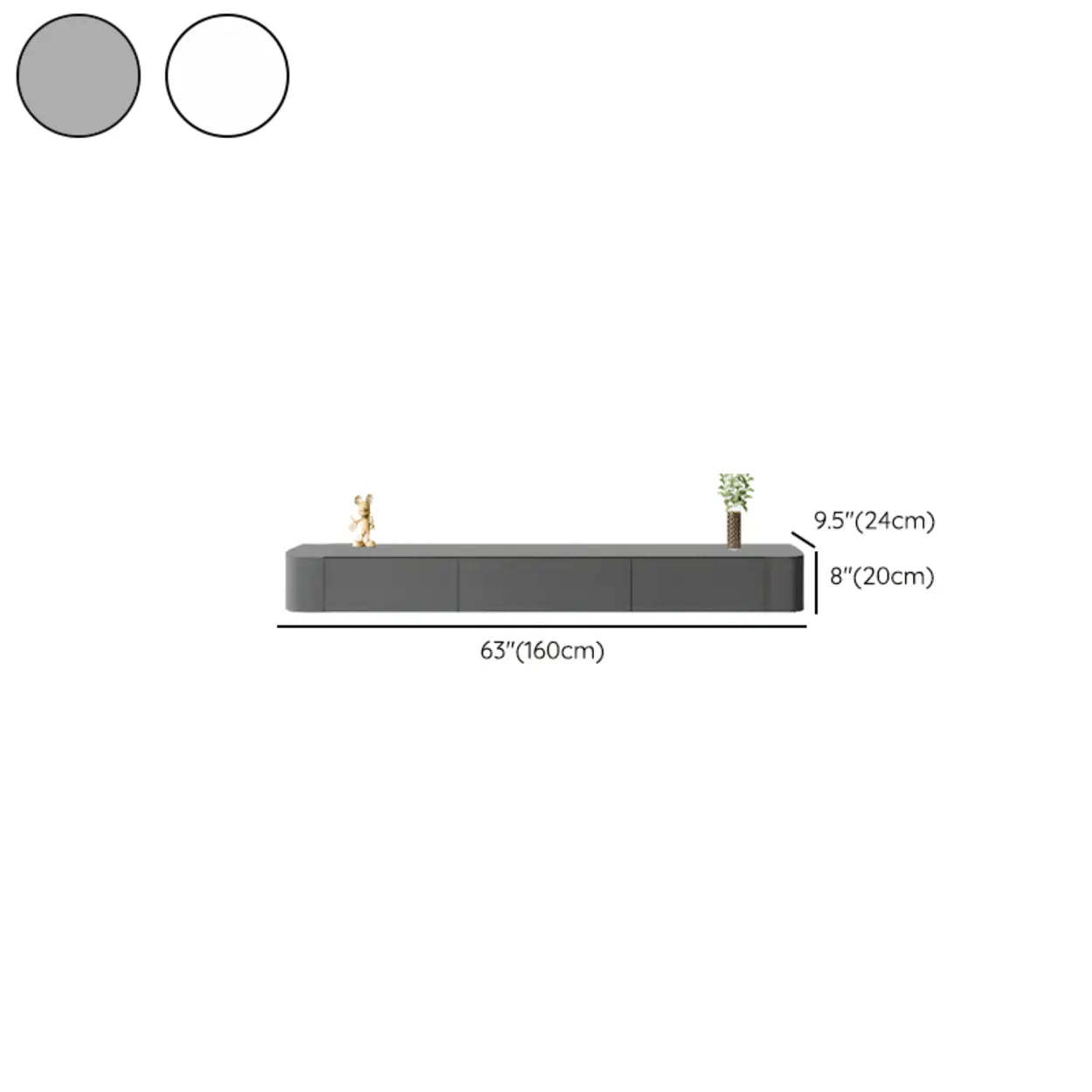 Gray Wood Floating Rectangle TV Stand