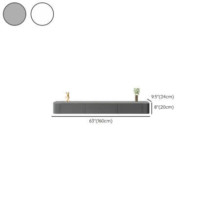 Gray Wood Floating Rectangle TV Stand
