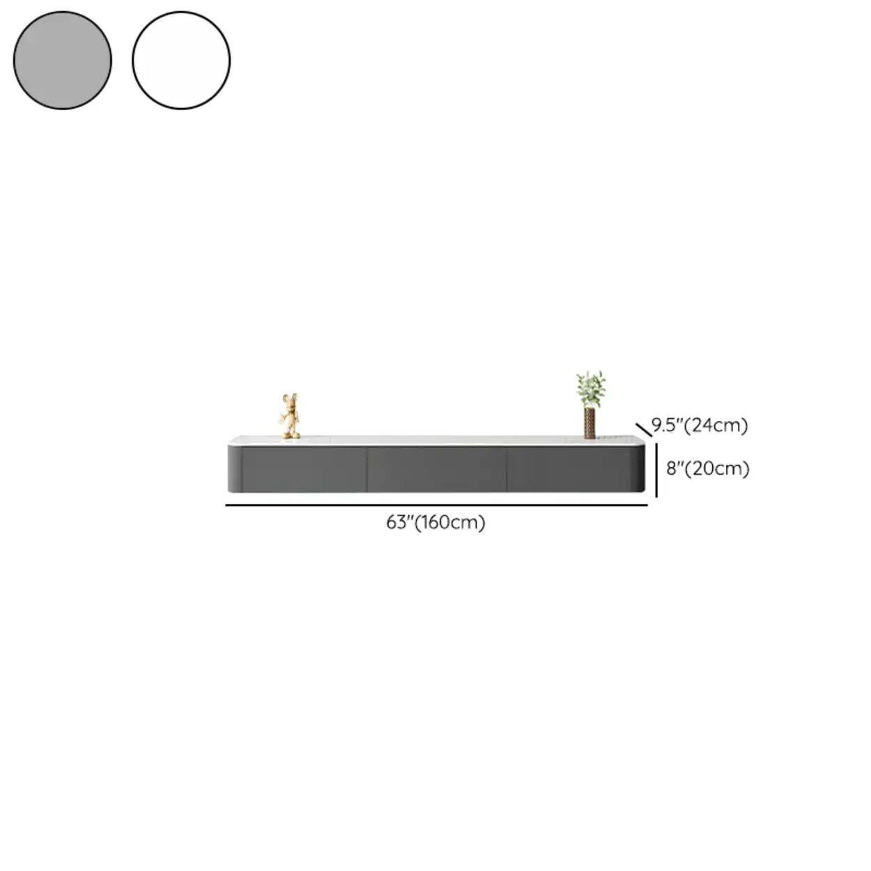 Gray Wood Floating Rectangle TV Stand