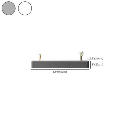 Gray Wood Floating Rectangle TV Stand