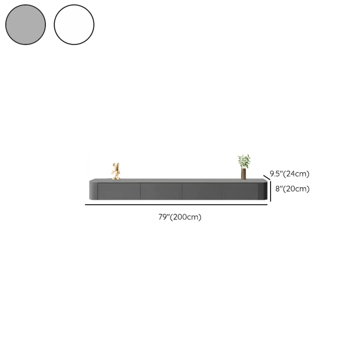 Gray Wood Floating Rectangle TV Stand