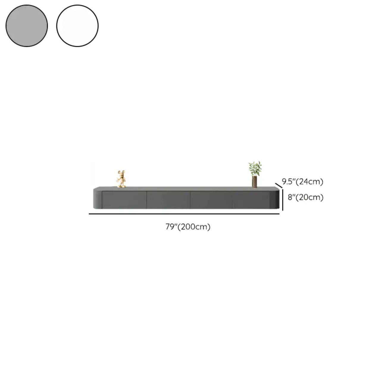 Gray Wood Floating Rectangle TV Stand