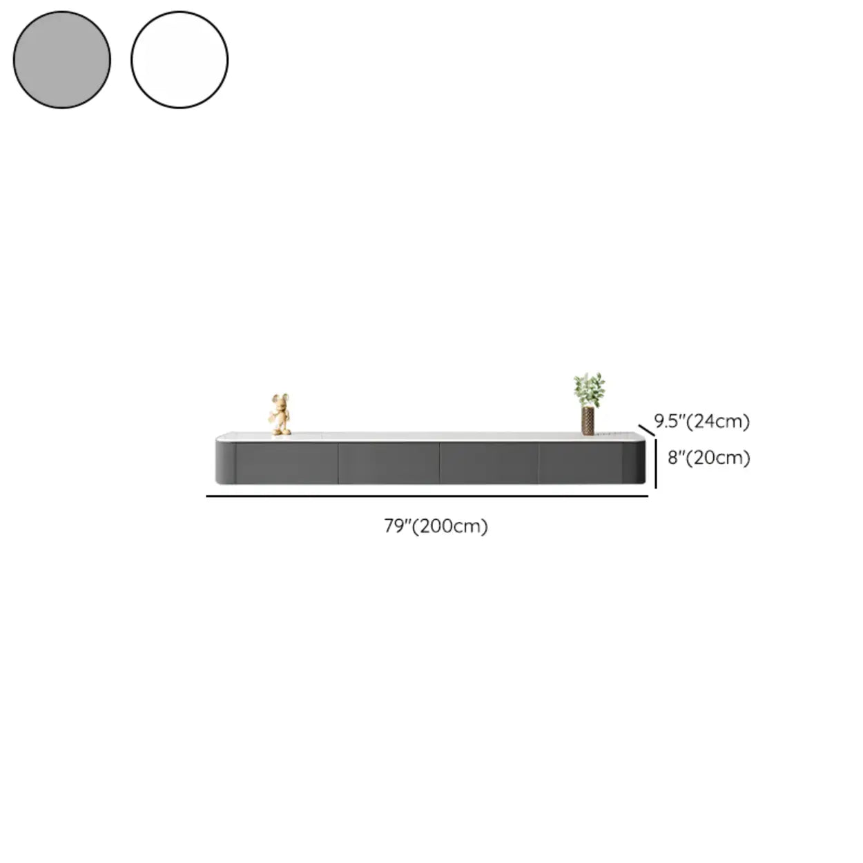 Gray Wood Floating Rectangle TV Stand