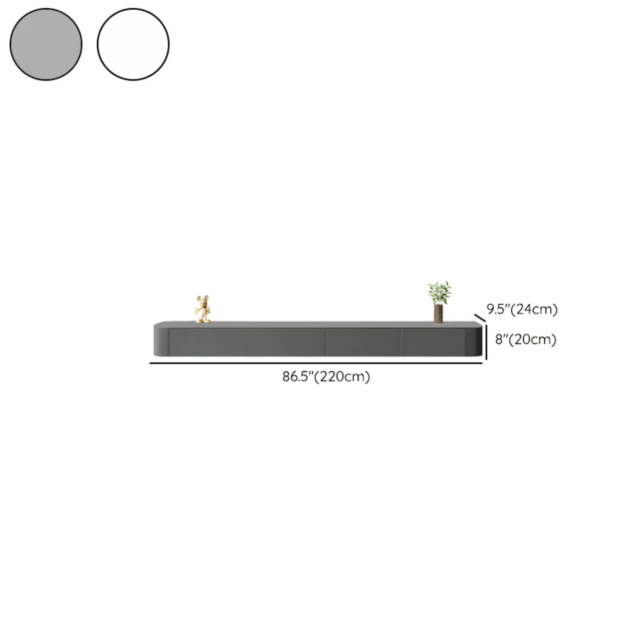 Gray Wood Floating Rectangle TV Stand