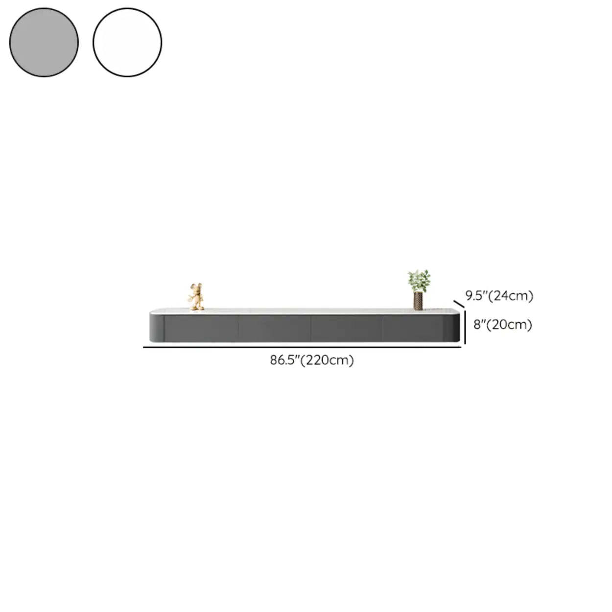 Gray Wood Floating Rectangle TV Stand