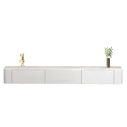 Gray Wood Floating Rectangle TV Stand — Grey / Solid Wood