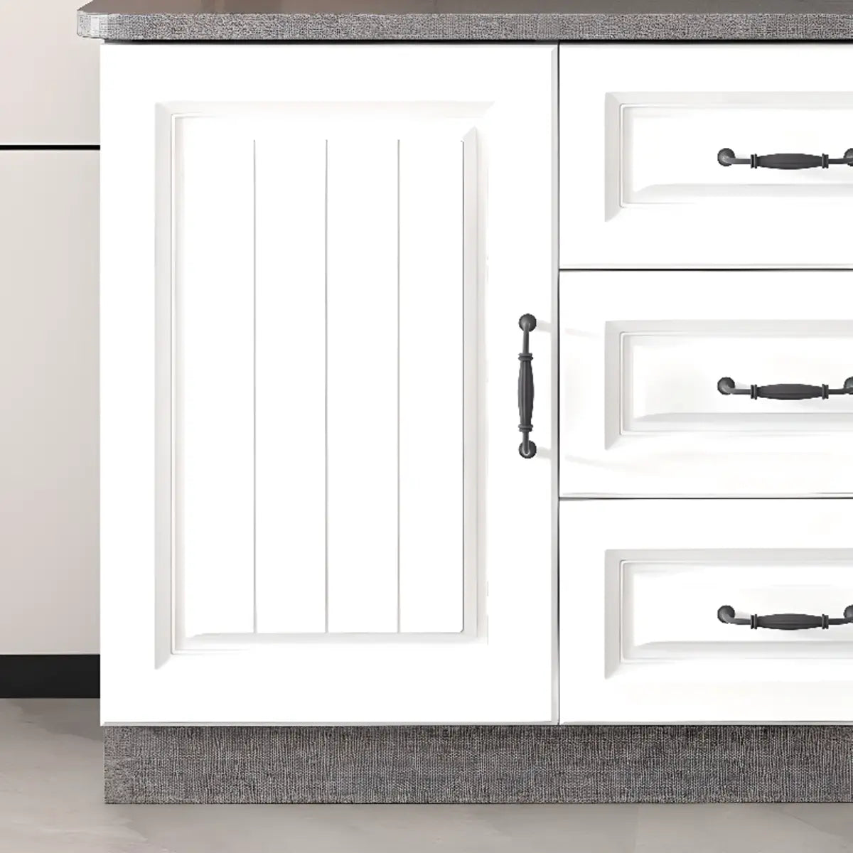 Gray Wood Rectangular TV Stand with Drawers — 2 / White