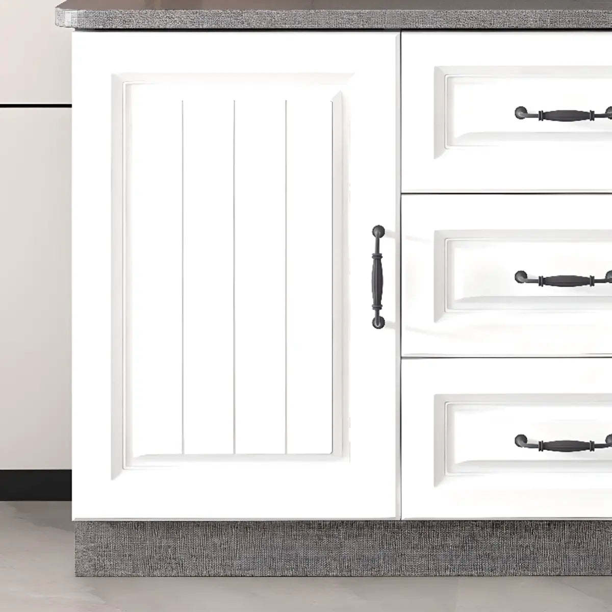Gray Wood Rectangular TV Stand with Drawers — 2 / White