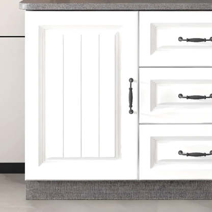 Gray Wood Rectangular TV Stand with Drawers — 2 / White