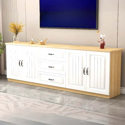 Gray Wood Rectangular TV Stand with Drawers — 2 / White