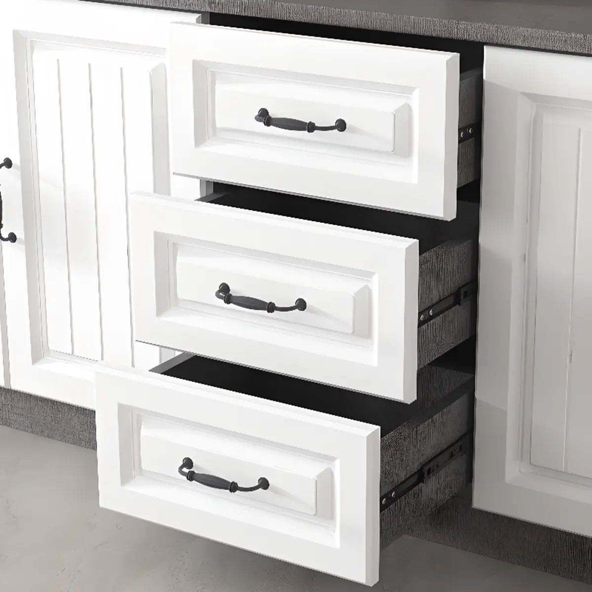Gray Wood Rectangular TV Stand with Drawers — 3 / Grey