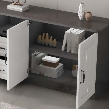 Gray Wood Rectangular TV Stand with Drawers — 3 / Grey