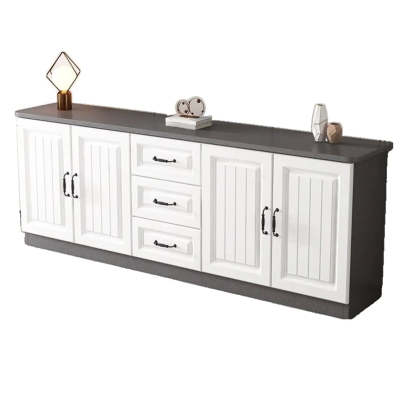 Gray Wood Rectangular TV Stand with Drawers — 3 / Grey