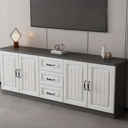 Gray Wood Rectangular TV Stand with Drawers — 2 / Grey