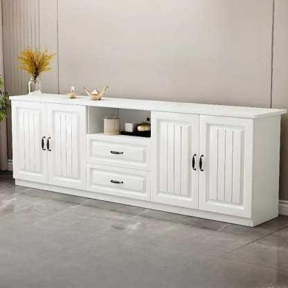 Gray Wood Rectangular TV Stand with Drawers — 3 / Light Walnut