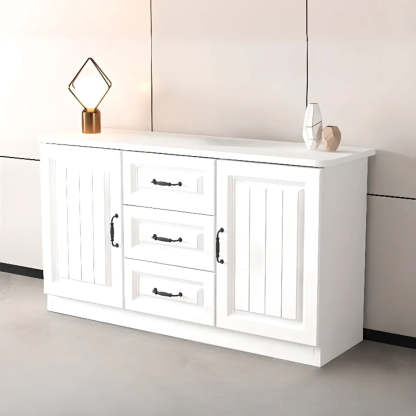Gray Wood Rectangular TV Stand with Drawers