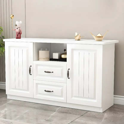 Gray Wood Rectangular TV Stand with Drawers