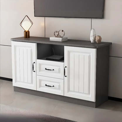 Gray Wood Rectangular TV Stand with Drawers — 2 / Grey