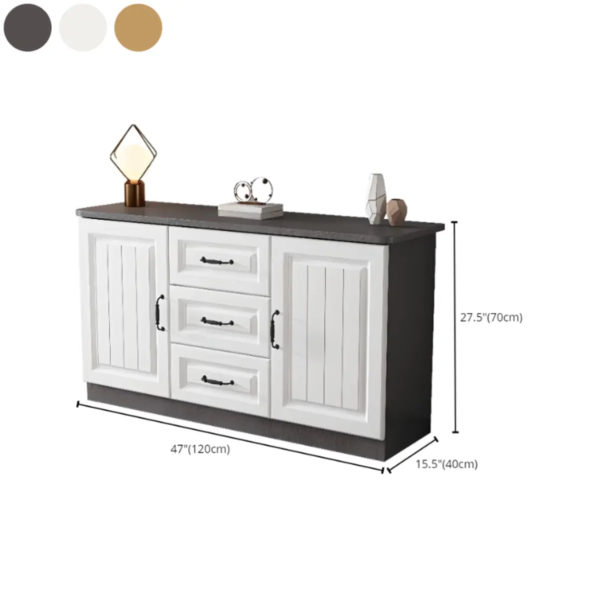 Gray Wood Rectangular TV Stand with Drawers