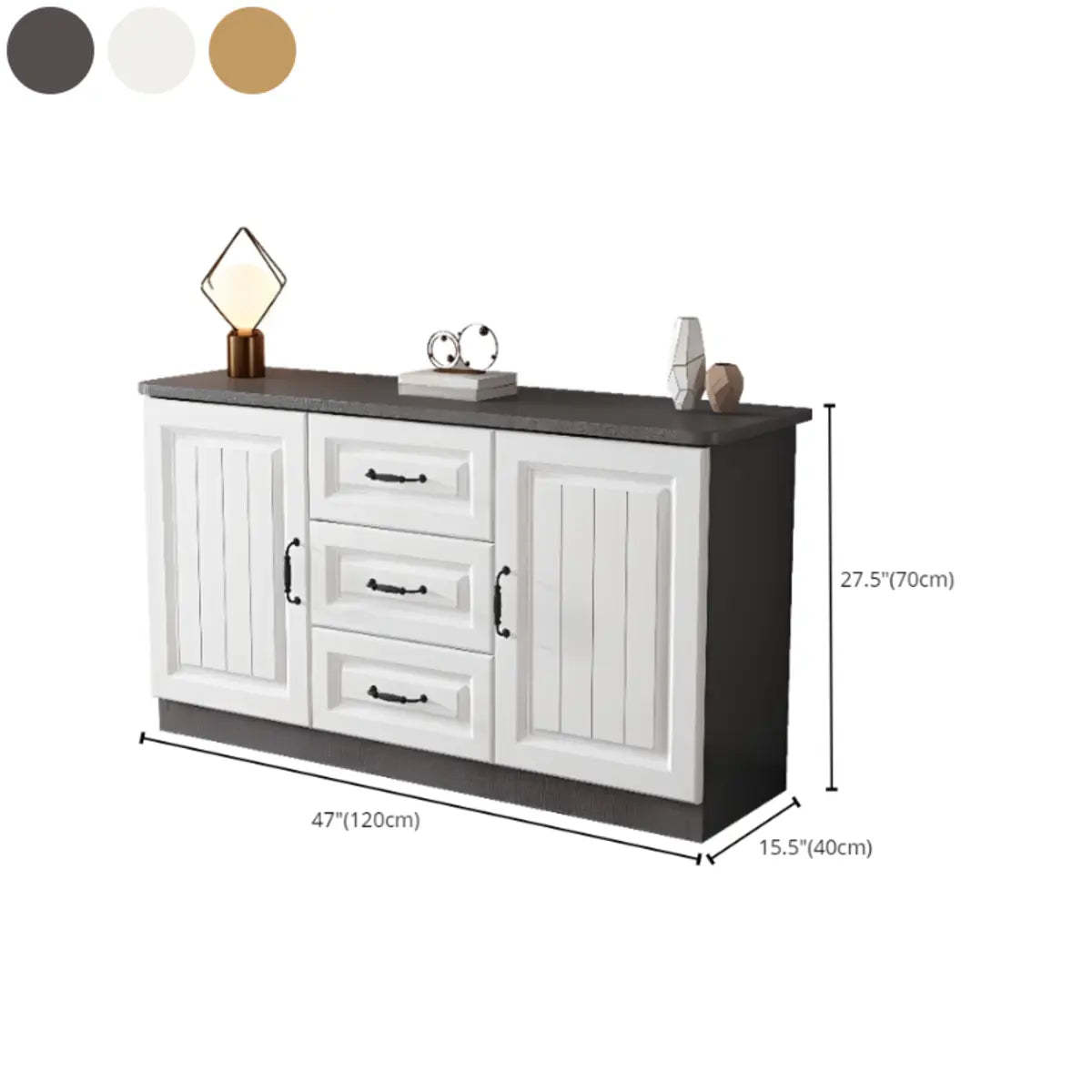 Gray Wood Rectangular TV Stand with Drawers