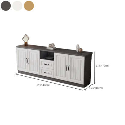 Gray Wood Rectangular TV Stand with Drawers
