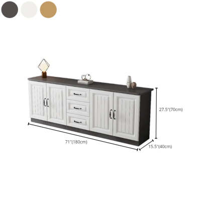 Gray Wood Rectangular TV Stand with Drawers