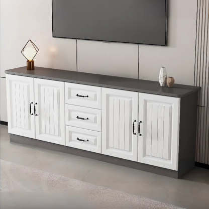 Gray Wood Rectangular TV Stand with Drawers — 2 / Grey