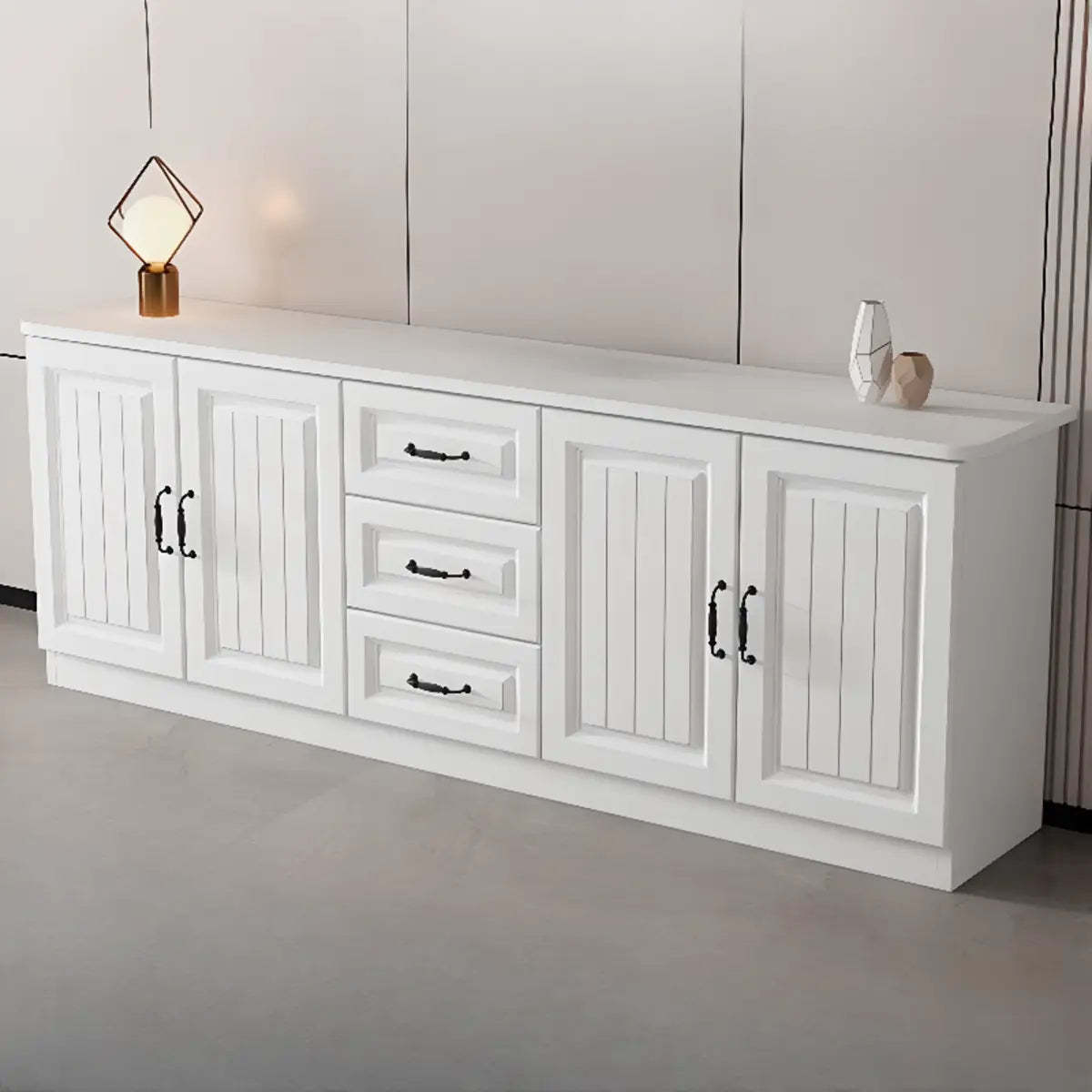 Gray Wood Rectangular TV Stand with Drawers — 2 / Light Walnut