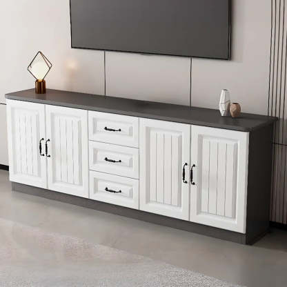 Gray Wood Rectangular TV Stand with Drawers — 2 / Light Walnut