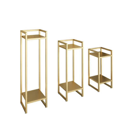 Black Metal 2-Tier Nesting Square Plant Stand