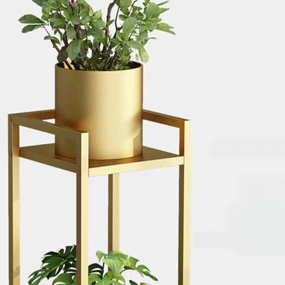 Black Metal 2-Tier Nesting Square Plant Stand